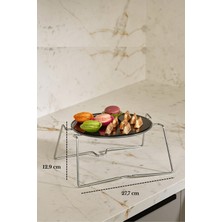 Edora Home Silver Yuvarlak Servis Standı,ikramlık,sunumluk Siyah Pleksili Metal Ayaklı Pasta Çikolata Servis Tabağı