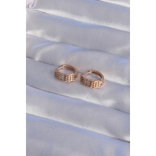 VeraGlobe Buğz Xuping Rose Renk Zirkon Taşlı Işlemeli Halka Küpe - Buğz