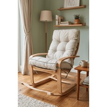 Reyo Home Şehzade Ahşap Sallanan Sandalye ve Dinlenme Koltuğu Çift Renk (Gri/krem) Doğal