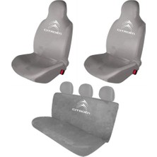 Antwax Citroen C3 Penye Oto Koltuk Kılıfı - Marka Logo Baskılı - Gri