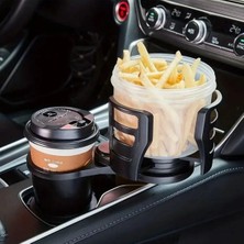 VeraGlobe Buğz Araç Içi 360 Derece Dönen 2'li Bardaklıklı Açılarak Ayarlanabilir Bardak Tutucu Aparat ( Buğz )