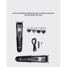 VeraGlobe Buğz Kablosuz, Paslanmaz Çelik Bıçaklı Profesyonel Saç ve Sakal Tıraş Makinesi – Sessiz, Güçlü ve Ergonomik - Buğz