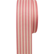 Popüler Sepet Tafta Çizgi Desen Kurdele 25 mm Pudra 1 Metre