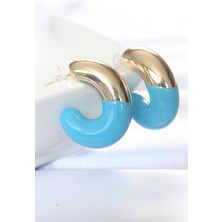 VeraGlobe Buğz Ccb Mavi Gold Çift Renk Küpe - Buğz