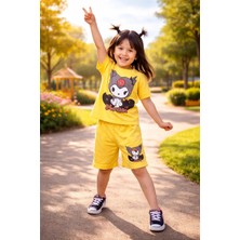 Almira Anne Bebek Kız Çocuk Yazlık Kuromi Baskılı Şort Takımı Renkli ve Rahat