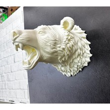 VeraGlobe Buğz Özel Tasarım Beyaz Ayı Duvar Aksesuarı 3D Dekoratif Heykel 25X19 cm - Buğz