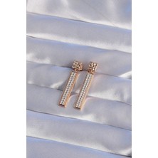 VeraGlobe Buğz Xuping Rose Renk Zirkon Taşlı Su Yolu Küpe - Buğz