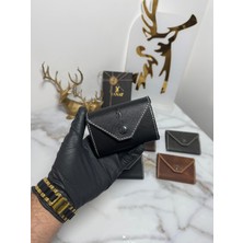 Sanat %100 Hakiki Crazy Deri Legacy El Yapımı Akordeon Kartlık - Minimal Şık Kartlık