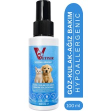 Vetixir Kedi Köpek Göz Kulak Ağız Temizleme Losyonu Hipoalerjenik Pet Bakım Deri Temizleme Spreyi 100ML