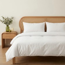 Prime Sleeks Tek Kişilik %100 Pamuk Nevresim Takımı 160 x 220 Cm, Lastikli Çarşaflı Set, Beyaz