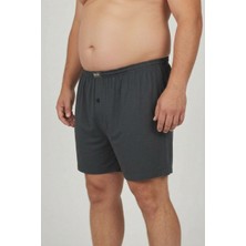 Balkonda Erkek Şort Külot Battal Beden %100 Pamuklu Cotton 3'lü Paket Düğmeli Rahat Model - Berrak