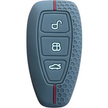 Autohan Keys Ford Anahtar Kılıfı, Focus Fiesta Kuga Mondeo Smax Cmax Ecosport Modelleri Için, Gri Petek Desenli Silikon Koruyucu Kılıf