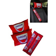 Tusba Market Dacia Logolu Araç Seyahat Boyun Yastığı & Emniyet Kemer Pedi - Dijital Baskılı Ikili Konfor Seti