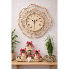 Natural Dekor Dekoratif Rattan Duvar Saati