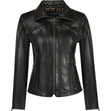 Derimod Janet Kadın Siyah Kısa Deri Ceket 25WGE56021M