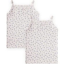 Cigit Ikili Ip Askılı Kız Atlet 2-11 Yaş Kırıkbeyaz Laci Çiçekli