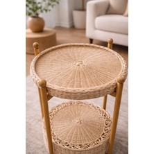Natural Dekor El Yapımı Boho Iki Katlı Sehpa