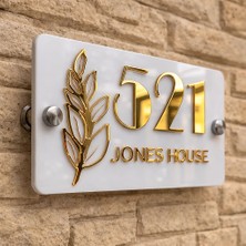 Gold Aynalı Pleksi Kapı Numarası – Kişiye Özel Isimli Villa & Apartman Kapı Tabelası 15X25 cm