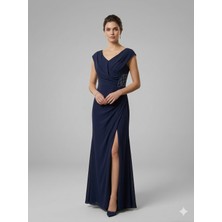 Centilmen Doridorca Boncuk Detaylı Abiye Elbise 7010