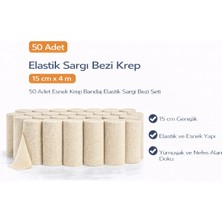 VeraGlobe Buğz Elastik Sargı Bezi Krep 15 cm x 4 M 50 Adet Esnek Krep Bandaj Elastik Sargı Bezi Seti