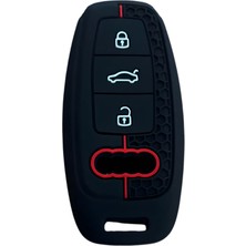 Autohan Keys Audi Anahtar Kılıfı, A3 2021-2022, A6L, A7, A8, Q8, E-Tron, C8, D5 Modelleri Için Uyumlu, Siyah Kırmızı Çizgili Petek Desenli