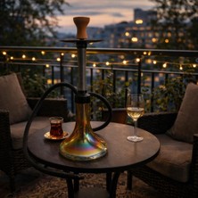 Modern Cam Nargile Takımı 60 cm – Masaüstü Nargile Seti Hortumlu Şişe Cam Nargile Ev Balkon Teras Kullanımı