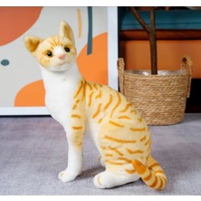Tekir Kedi Oyuncak Gerçek Görünümlü Peluş Kedi Sarı Tekir Kedi Peluş