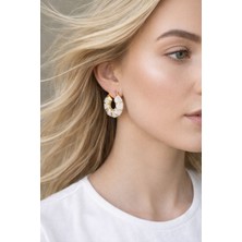 Solène Melinda White Çelik Küpe