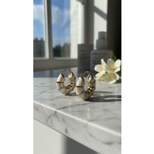 Solène Melinda White Çelik Küpe