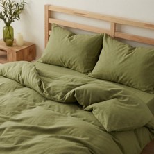Prime Sleeks Tek Kişilik %100 Pamuk Nevresim Takımı 160 x 220 Cm, Lastikli Çarşaflı Set, Zeytin Yeşili