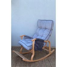 Reyo Florya Çift Renkli Kapitoneli Sallanan Sandalye Dinlenme ve Tv Koltuğu Füme Fitilli