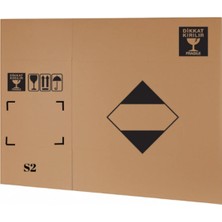 Aspak 29,5X18,5X30 cm S2 Uyarı Sembolü Baskılı Kargo Kolisi - Çift Oluklu-10 Adet