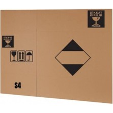 Aspak 16,5X13,5X12,5 cm S4 Uyarı Sembolü Baskılı Mini Kargo Kolisi - Çift Oluklu-10 Adet