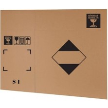 Aspak 16,5X13,5X25 cm S-1 Uyarı Sembolü Baskılı Kargo Kolisi - Çift Oluklu-10 Adet