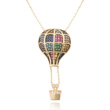 Berk Mücevherat 14 Ayar Altın Renkli Taşlı Uçan Balon Kolye