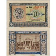 Banknoting Yunanistan Krallığı 10 Drahmi 1940
