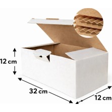 Aspak 32X12X12 cm Kutu-Çift Oluklu Kilitli Kutu E-Ticaret Kargo Kutusu-1,5 Desi Kutu-Beyaz Kutu -10 Adet