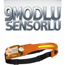 Kenko 9 Modlu Şarjlı Cob LED Hareket Sensörlü Kafa Lambası Baş Feneri Kamp Balıkçı Avcı Lambası Işıldak