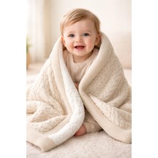 Almira Anne Bebek Bebek Battaniyesi Krem Renkli Welsoft Iç Detaylı Yumuşak Battaniye Bebek Giyim