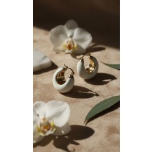 Solène Faya Beyaz-Gold Çelik Küpe