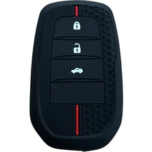 Autohan Keys Toyota Corolla, C-Hr, Camry, Corolla Cross, Prius, Prado, Rav4, Hilux ile Uyumlu 3 Düğme Siyah Petek Desenli Anahtar Kılıfı