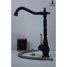 Tesitay Siyah Rustik Renk Batarya Lüks Mutfak Musluğu Musluk Armatür