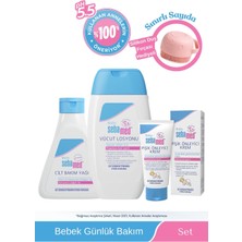 Sebamed Baby Bebek Bakım Seti 4 Parça Hassas Ciltler İçin Silikon Duş Lifli Günlük Bakım