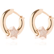 Berk Mücevherat 14 Ayar Altın Taşlı Yıldız Halka Küpe