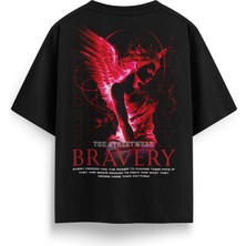 T&D Streetwear Bravery Baskılı Oversize Heavyweight Streetwear T-Shirt