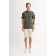 Cazador Bisiklet Yaka Regular Fit Rahat Likralı Düz Erkek Tişört Haki 41420