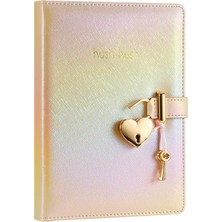 Elit Metalik Bej Kilitli Defter