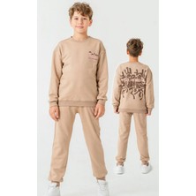 Almira Anne Bebek Erkek Çocuk Relax Yazılı 2ip Kahve Renk Eşofman Takımı