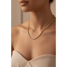 Clodi Premium Gold Kalın Burgu Çelik Unisex Zincir Kolye