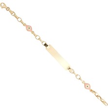 Berk Mücevherat 14 Ayar Altın Pembe Mineli Plaka Çocuk Künyesi